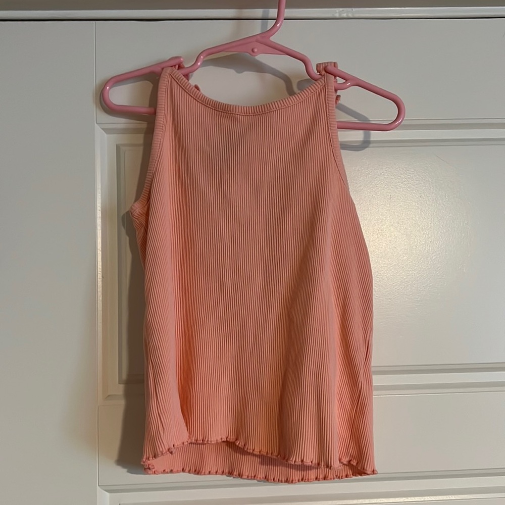 $13 ADD ON Zara Ribbed Top 4-5Y 4T 5T pink lettuce‎ edge Camisole tie